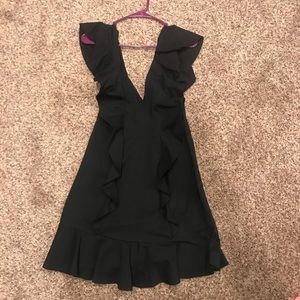 Black V Neck & Back Dress